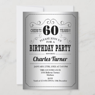 Invitation 60e fête d'anniversaire - Noir d'argent