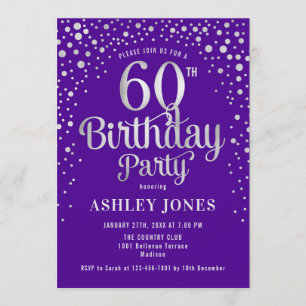 Invitation 60e fête d'anniversaire - Purple & Silver