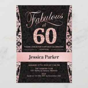 Invitation 60e fête d'anniversaire - Rose Gold Black