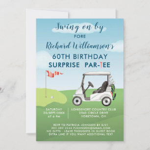 Invitation 60e fête d'anniversaire surprise thème golf hommes