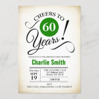 60e fête d'anniversaire - Vert noir blanc