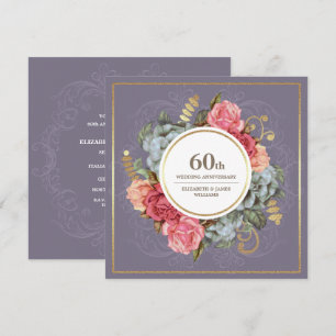 Invitation 60e fête du Mariage Floral Vintage