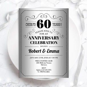 Invitation 60e fête du Mariage - Noir d'argent