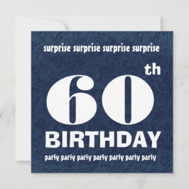 Invitation 60e Modèle blanc Bleu de fête d'anniversaire SURPR