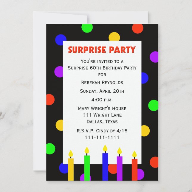 Invitation 60e Points d'invitation de fête d'anniversaire sur (Devant)