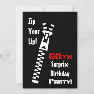 Invitation 60e SURPRISE Anniversaire de la fête Noir rouge bl