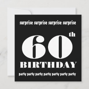 Invitation 60e SURPRISE Anniversaire Noir Blanc Modèle