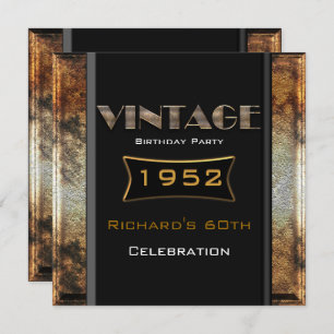 Invitation 60e vintage Rusty Gold Black Anniversaire