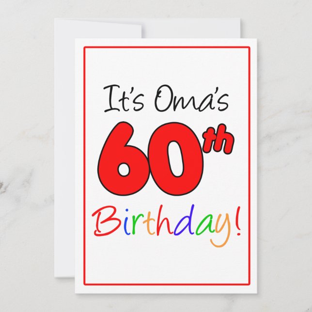 Invitation 60ème anniversaire de la fête d'anniversaire d'Oma (Devant)