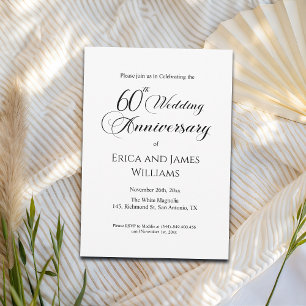 Invitation 60ème Mariage Diamond Anniversaire Élégant Script