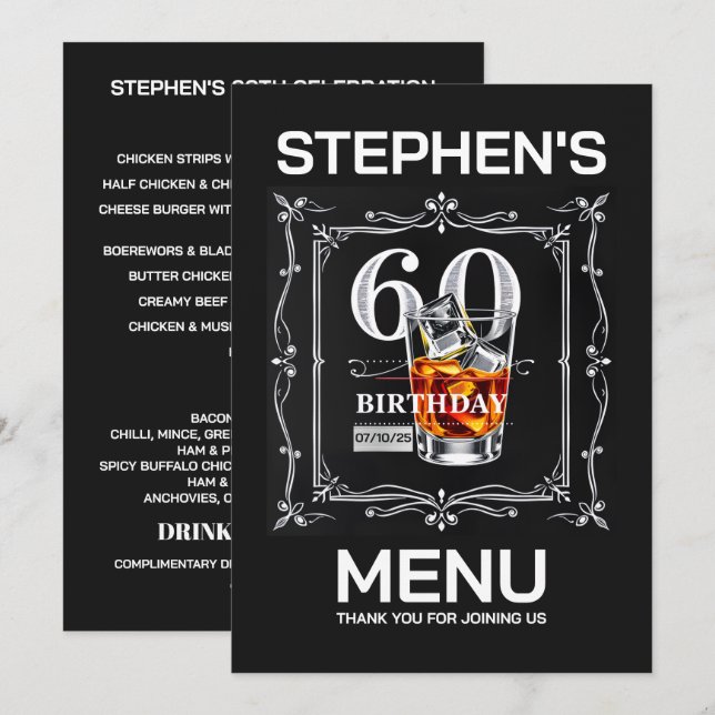 Invitation 60ème menu (Devant / Derrière)