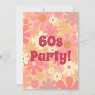 Invitation 60s Parti rétro Floral rose