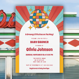 Invitation 60s Retro Vinyl Music Baby shower neutre genre
