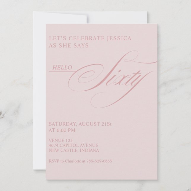 Invitation 60th Birthday Caligraphy Modern Elegant (Devant)
