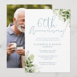 Invitation 60th Wedding Anniversary Greenery Floral Photo