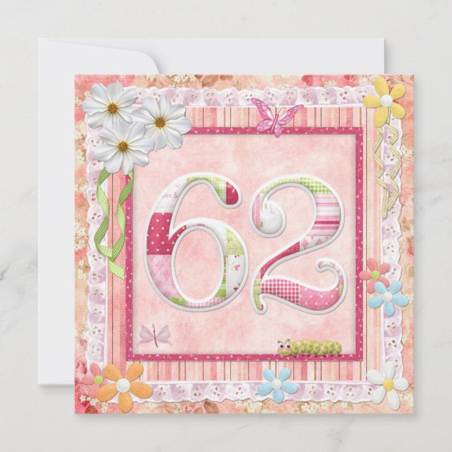 Invitation 62ème anniversaire style scrapbooking (Devant)