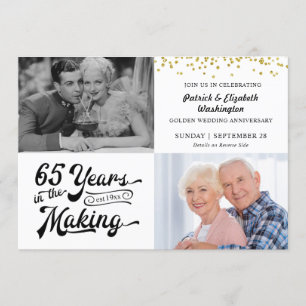 Invitation 65 ans de gestation Deux photos Anniversaire