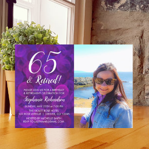 Invitation 65 ans et retraite Élégante Fête de retraite Viole