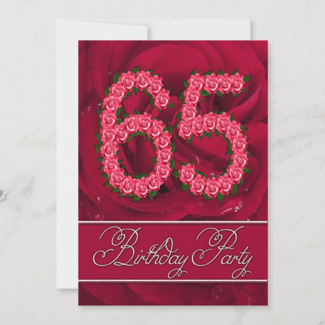 Invitation 65e anniversaire avec roses (Devant)