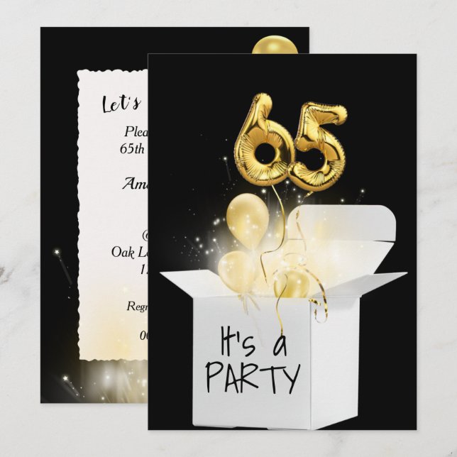 Invitation 65e anniversaire Ballons d'or en boîte blanche (Devant / Derrière)