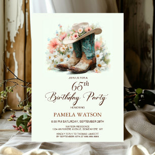 Invitation 65e anniversaire Bottes de fille et fête d'anniver