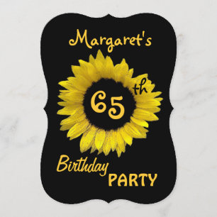 Invitation 65e Anniversaire de la fête Yellow Sunflower V08