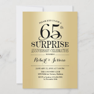 Invitation 65e anniversaire de la surprise - Or