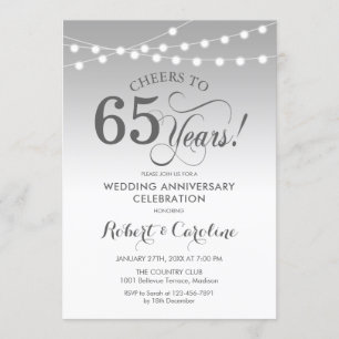 Invitation 65e anniversaire de mariage - Argent blanc