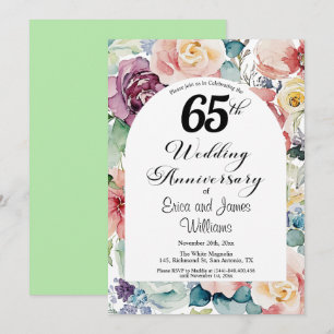 Invitation 65e anniversaire de Mariage Élégant script floral