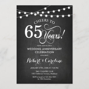 Invitation 65e anniversaire de Mariage - Noir noir blanc