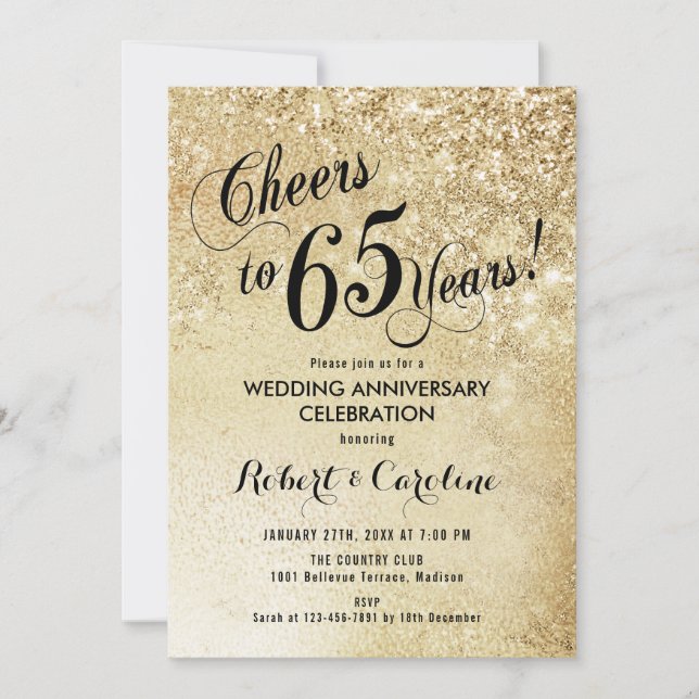 Invitation 65e anniversaire de mariage or (Devant)