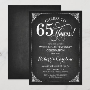 Invitation 65e anniversaire de mariage - Or Blanc