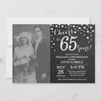 65e Anniversaire de Mariage Tableau Noir Argent