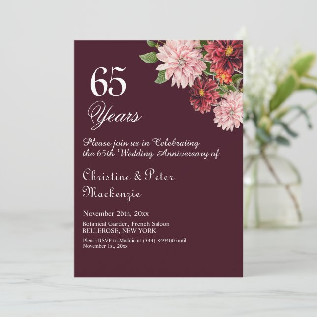 Invitation 65e anniversaire du Mariage Blue Sapphire Bourgogn (Debout devant)