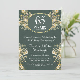 Invitation 65e anniversaire du Mariage Blue Sapphire Floral r