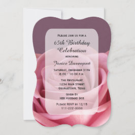 Invitation 65e anniversaire fête Rose à couper le souffle
