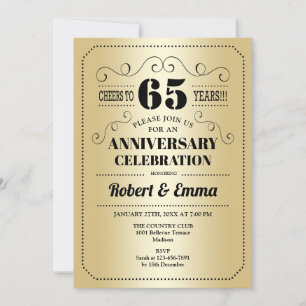 Invitation 65e anniversaire Mariage - Black Gold