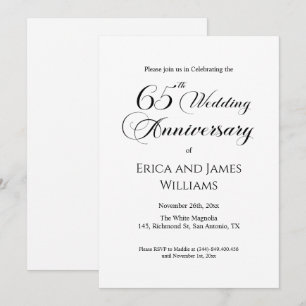 Invitation 65e anniversaire Mariage de Blue Sapphire Élégant