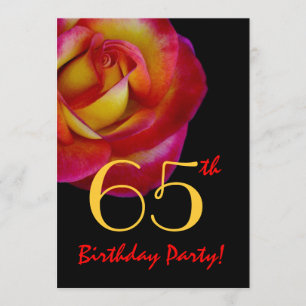 Invitation 65e anniversaire Modèle - Rose rouge et jaune
