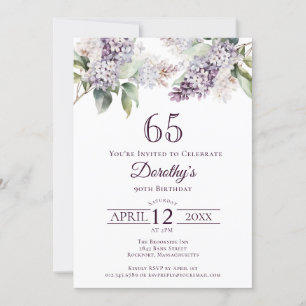 Invitation 65e anniversaire Purple Spring Fleur Lilac
