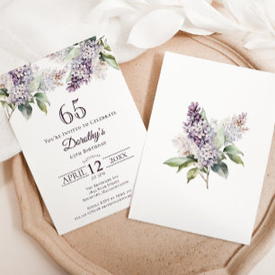 Invitation 65e anniversaire Purple Spring Fleur Lilac