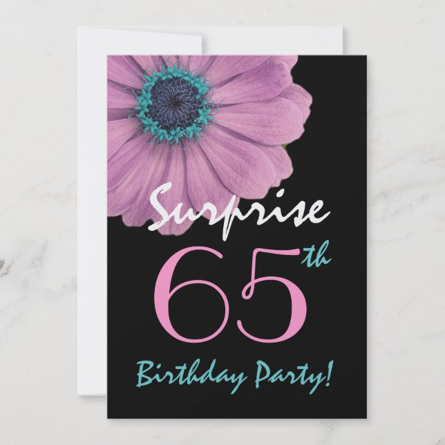 Invitation 65e anniversaire surprise Anniversaire joli rose (Devant)