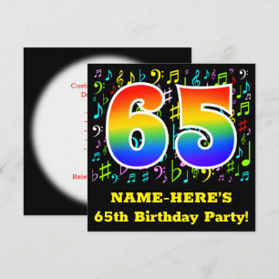 Invitation 65e fête d'anniversaire : Symboles de musique amus