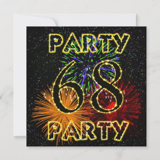 Invitation 68e anniversaire avec feu d'artifice (Devant)