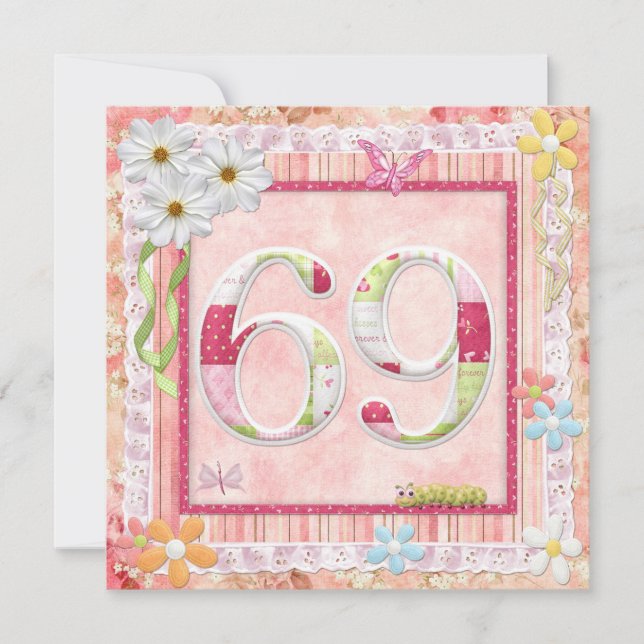 Invitation 69e anniversaire style scrapbooking (Devant)