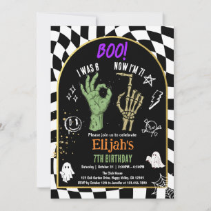 Invitation 6 7 Halloween 7e Anniversaire Graffiti Noir Blanc