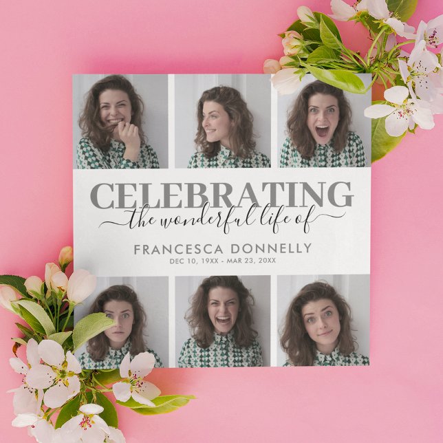 Invitation 6 Photo Funérailles Mémorial (Créateur téléchargé)