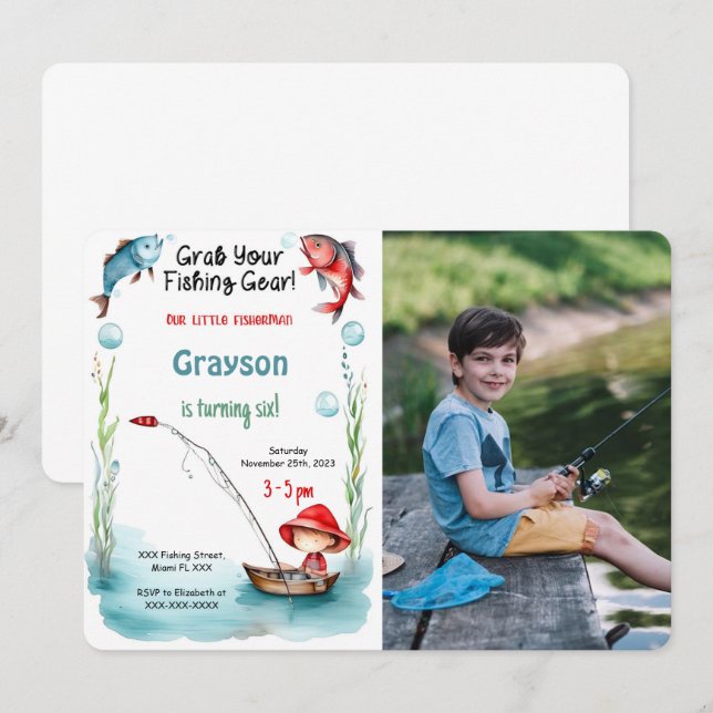 Invitation 6e anniversaire de la photo de pêche (Devant / Derrière)