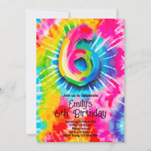Invitation 6e Anniversaire Tie Dye