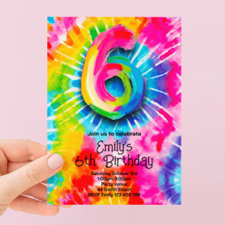Invitation 6e Anniversaire Tie Dye